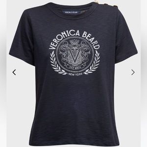 Veronica Beard Logo Tee in Navy NWT size S. Please note no buttons.